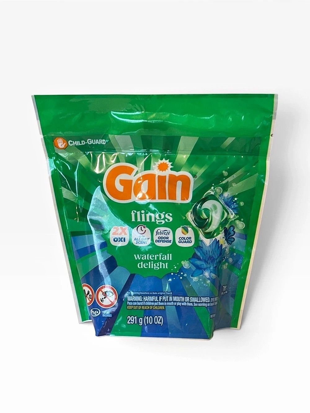 Gain Flings Laundry Detergent Pacs Waterfall Delight 15 Count